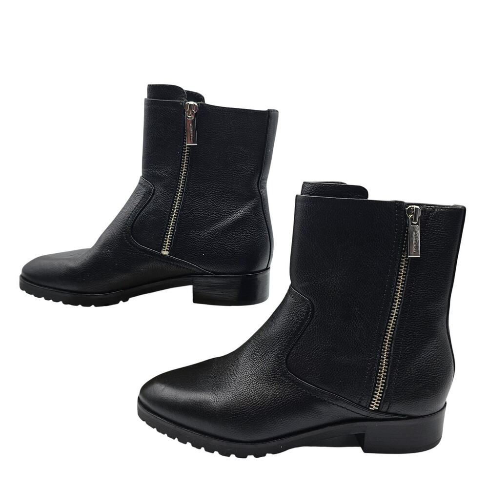 Michael Kors MMK Womans size 5.5 M Andi Flat Triple Zippered Ankle Booties Black
